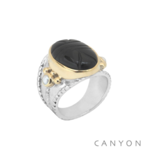 bague scarabée onyx