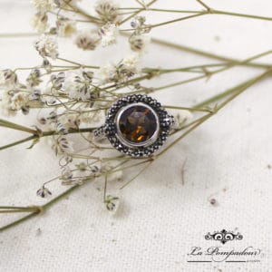 bague quartz cognac vintage
