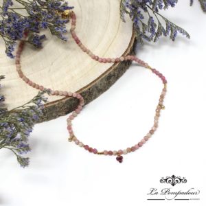 Collier rhodonites et tourmalines
