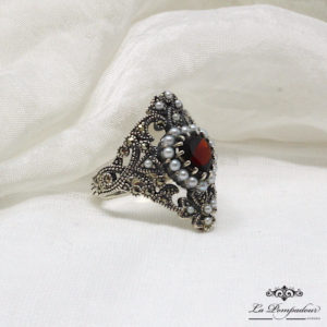 Bague Grenat Perles