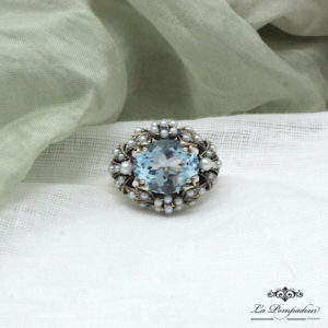 Bague Perles Topaze Bleue