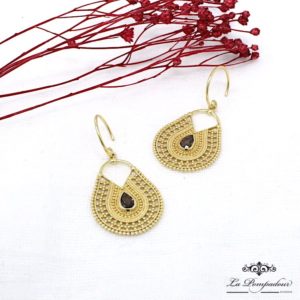 Boucles d'oreilles filigrane quartz fumé