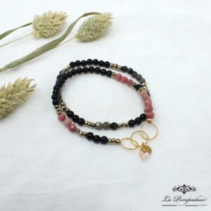 Bracelets Duo Harmony FPOR - RK Bracelets composés de pierres de 4mm, onyx, pyrite, hématite et rhodonite