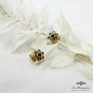 Boucles d'oreilles fleur labradorite quartz fumé