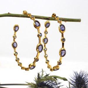 Créoles iolite et topaze bleue